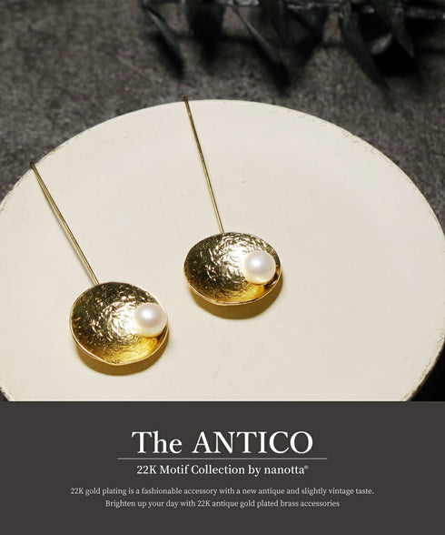 ピアス パール ラウンド フック プレート オリエンタル ANTICO AER154