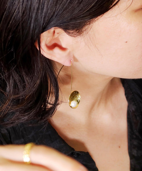 ピアス パール ラウンド フック プレート オリエンタル ANTICO AER154