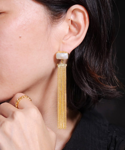 ピアス 天然石 パール レクタングル スタッド アンリファインド ANTICO AER157