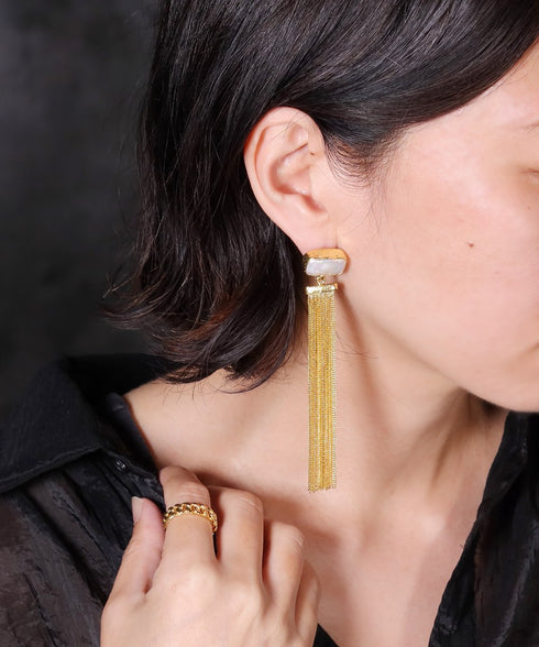 ピアス 天然石 パール レクタングル スタッド アンリファインド ANTICO AER157