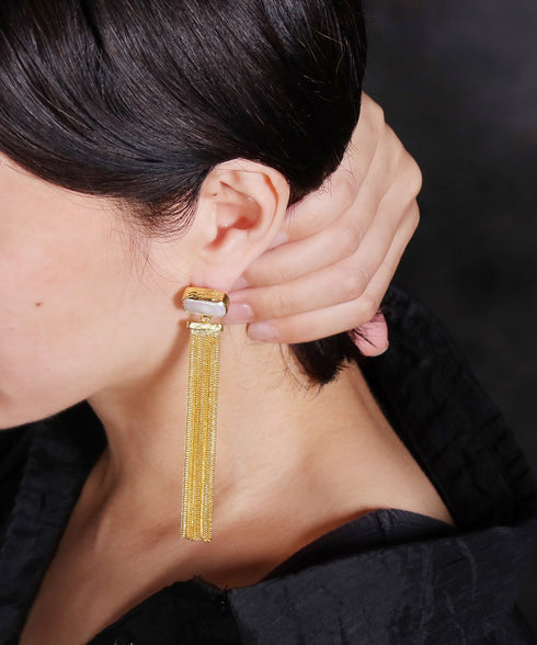 ピアス 天然石 パール レクタングル スタッド アンリファインド ANTICO AER157