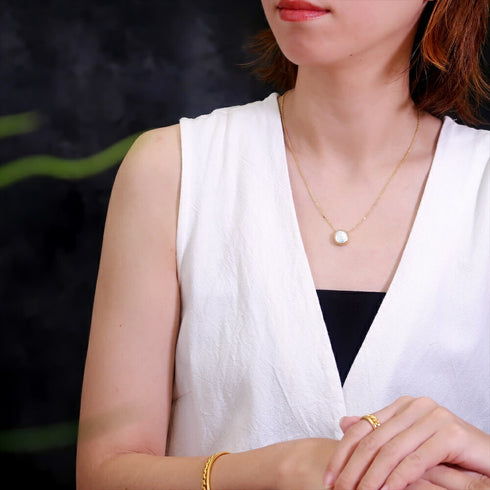 ネックレス 天然石 パール ラウンド チェーン アンリファインド ANTICO ANC002