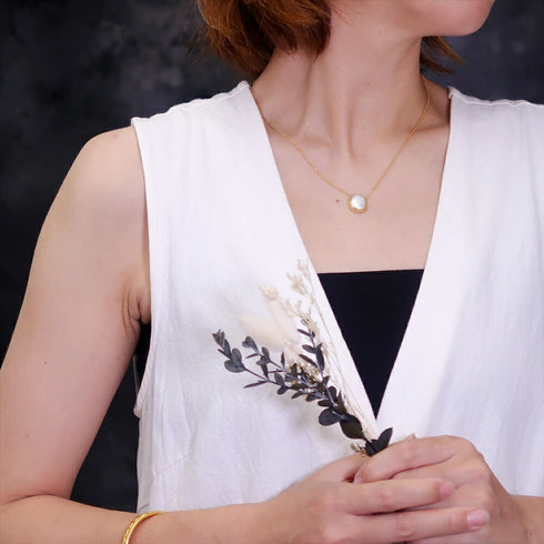 ネックレス 天然石 パール ラウンド チェーン アンリファインド ANTICO ANC002