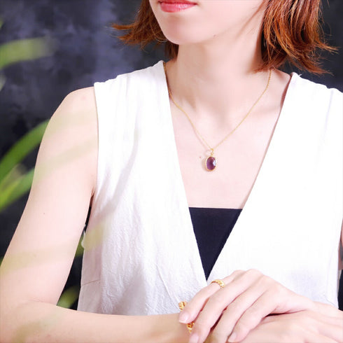 ネックレス 天然石 オーバル チェーン アンリファインド ANTICO ANC003