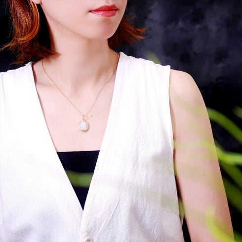 ネックレス 天然石 オーバル チェーン アンリファインド ANTICO ANC003