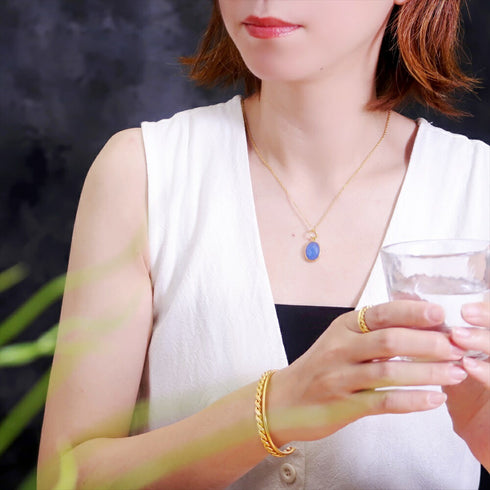 ネックレス 天然石 オーバル チェーン アンリファインド ANTICO ANC003