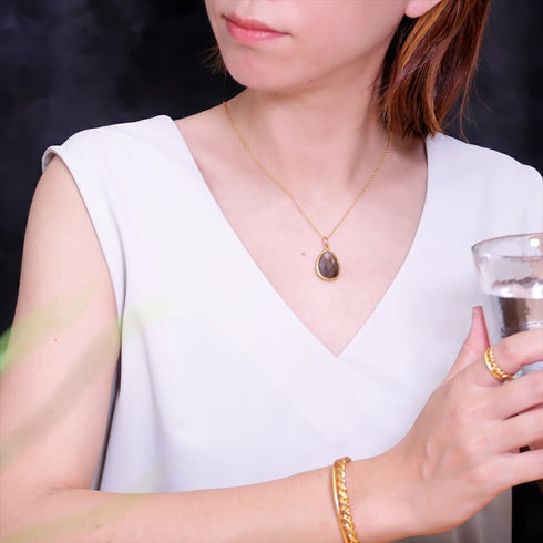 ネックレス 天然石 ティアドロップ チェーン アンリファインド ANTICO ANC004