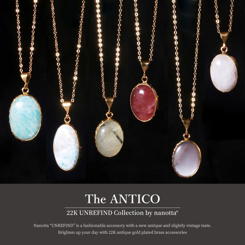 ネックレス 天然石 オーバル チェーン アンリファインド ANTICO ANC008