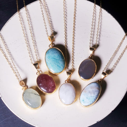 ネックレス 天然石 オーバル チェーン アンリファインド ANTICO ANC008