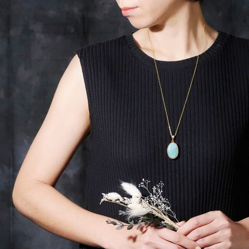 ネックレス 天然石 オーバル チェーン アンリファインド ANTICO ANC008