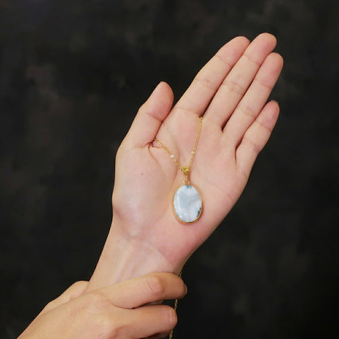 ネックレス 天然石 オーバル チェーン アンリファインド ANTICO ANC008