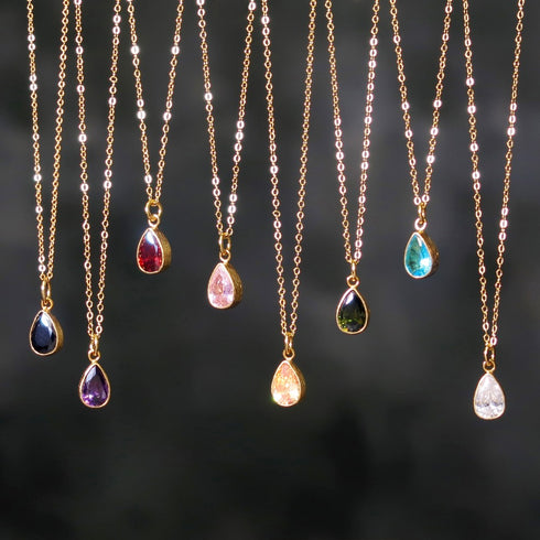 ネックレス 天然石 ティアドロップ チェーン ビューティフルジルコニア ANTICO ANC016