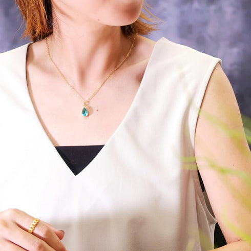 ネックレス 天然石 ティアドロップ チェーン ビューティフルジルコニア ANTICO ANC016