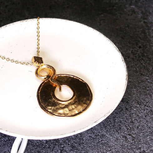 ネックレス ラウンド チェーン サークル プレート スネーク 蛇 ANTICO ANC021