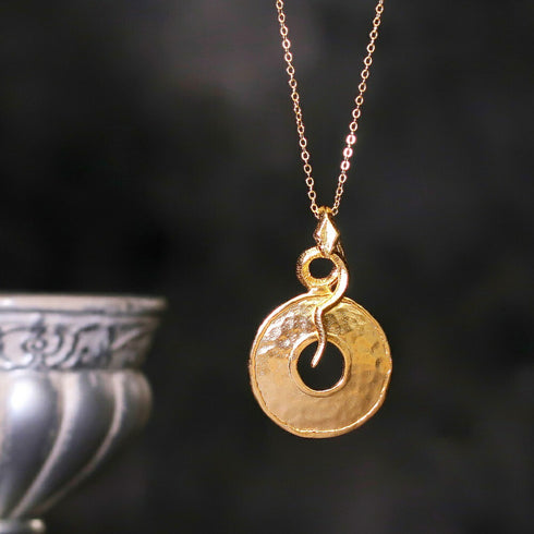 ネックレス ラウンド チェーン サークル プレート スネーク 蛇 ANTICO ANC021