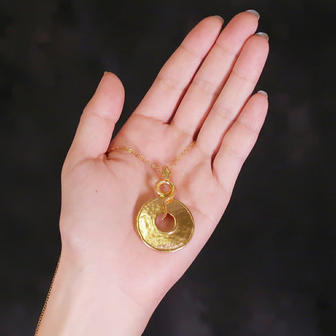 ネックレス ラウンド チェーン サークル プレート スネーク 蛇 ANTICO ANC021