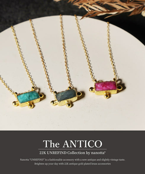 ネックレス 天然石 レクタングル チェーン アンリファインド ANTICO ANC024