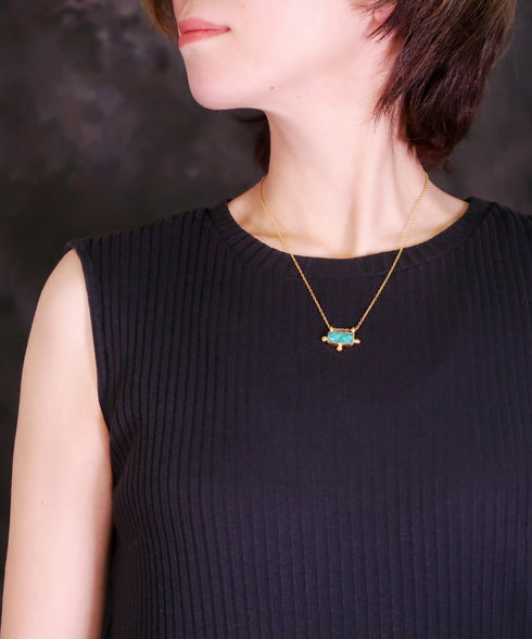 ネックレス 天然石 レクタングル チェーン アンリファインド ANTICO ANC024