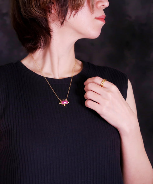 ネックレス 天然石 レクタングル チェーン アンリファインド ANTICO ANC024