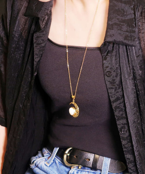 ネックレス 天然石 ラウンド チェーン 透かし オリエンタル アンリファインド ANTICO ANC028