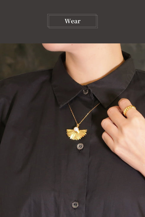 ネックレス 天然石 パール チェーン 花 ANTICO ANC029