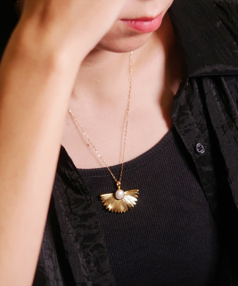 ネックレス 天然石 パール チェーン 花 ANTICO ANC029