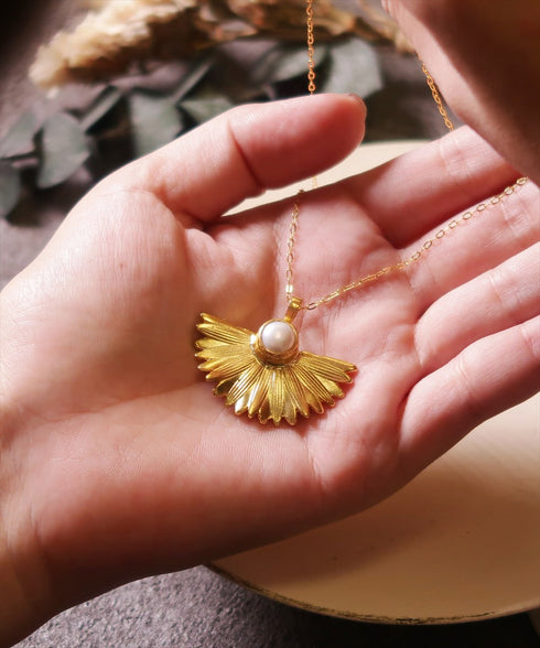 ネックレス 天然石 パール チェーン 花 ANTICO ANC029