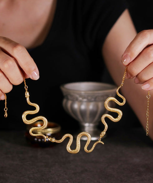 ネックレス キヘイ チェーン スネーク 蛇 ANTICO ANC034