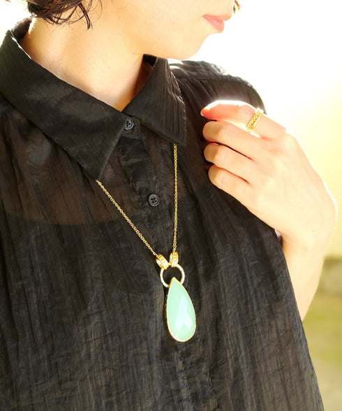 ネックレス 天然石 ティアドロップ チェーン アンリファインド ANTICO ANC035