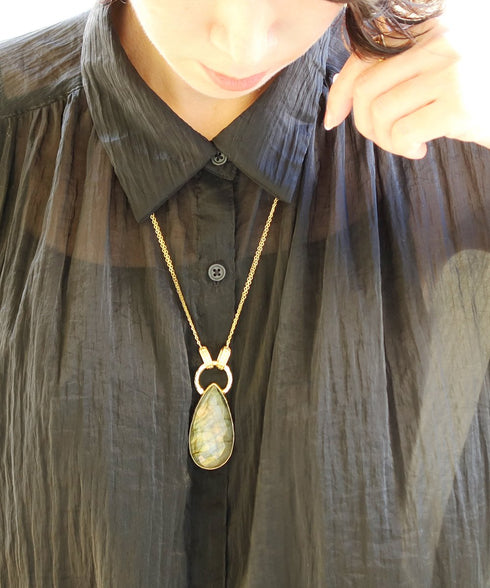 ネックレス 天然石 ティアドロップ チェーン アンリファインド ANTICO ANC035