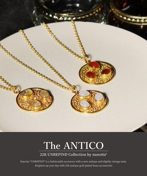 ネックレス 天然石 ラウンド オーバル チェーン レース 透かし アンリファインド ANTICO ANC039