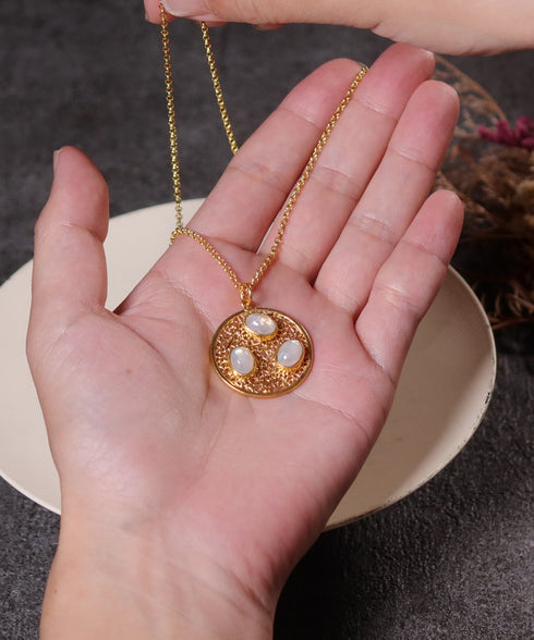 ネックレス 天然石 ラウンド オーバル チェーン レース 透かし アンリファインド ANTICO ANC039