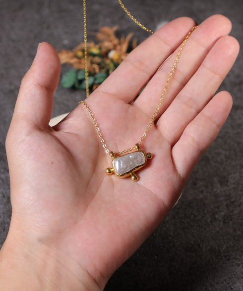 ネックレス 天然石 パール レクタングル チェーン アンリファインド ANTICO ANC041