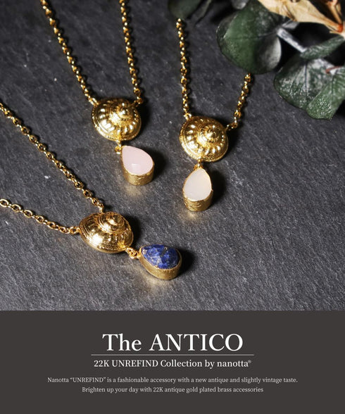 ネックレス 天然石 パール ティアドロップ ラウンド アンリファインド ANTICO ANC048