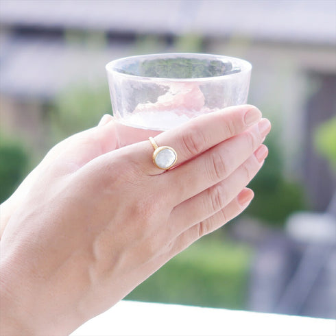 リング 指輪 天然石 パール ラウンド アンリファインド ANTICO ARN003