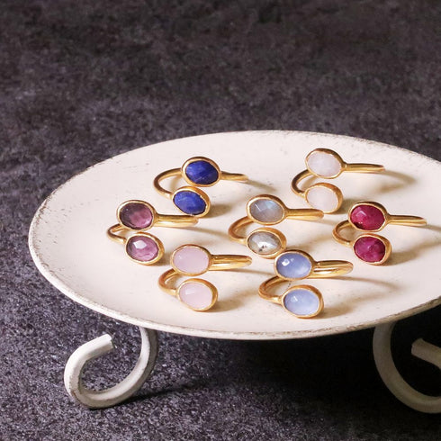 リング 指輪 天然石 オーバル フォークリング アンリファインド ANTICO ARN021