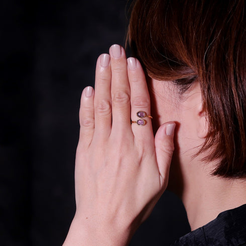 リング 指輪 天然石 オーバル フォークリング アンリファインド ANTICO ARN021