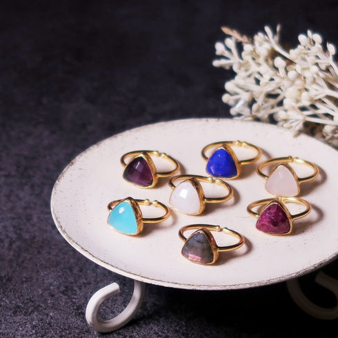 リング 指輪 天然石 トリリアント 三角 アンリファインド ANTICO ARN029