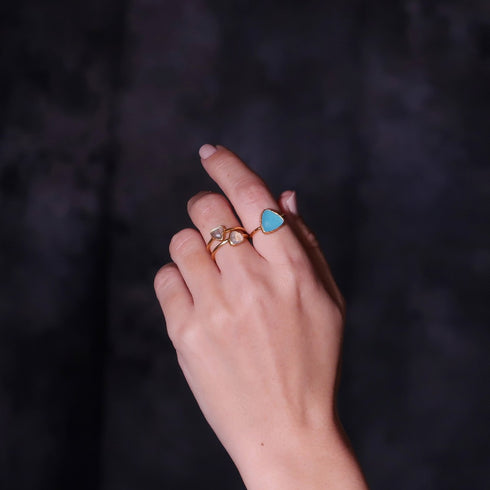 リング 指輪 天然石 トリリアント 三角 アンリファインド ANTICO ARN029