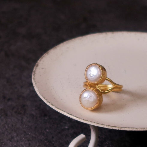 リング 指輪 天然石 パール ラウンド アンリファインド ANTICO ARN032