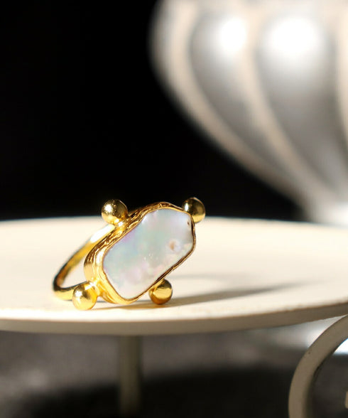 リング 指輪 天然石 パール ラウンド レクタングル スクエア アンリファインド ANTICO ARN035