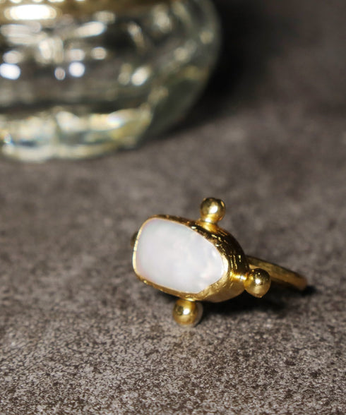 リング 指輪 天然石 パール ラウンド レクタングル スクエア アンリファインド ANTICO ARN035