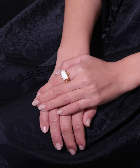 リング 指輪 天然石 パール ラウンド レクタングル スクエア アンリファインド ANTICO ARN035