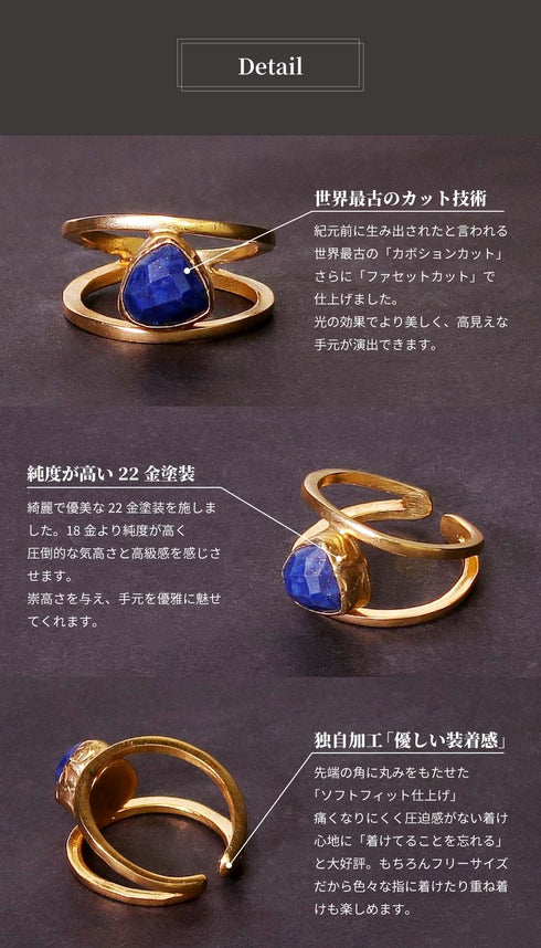 リング 指輪 天然石 トリリアント 三角 アンリファインド ANTICO ARN038