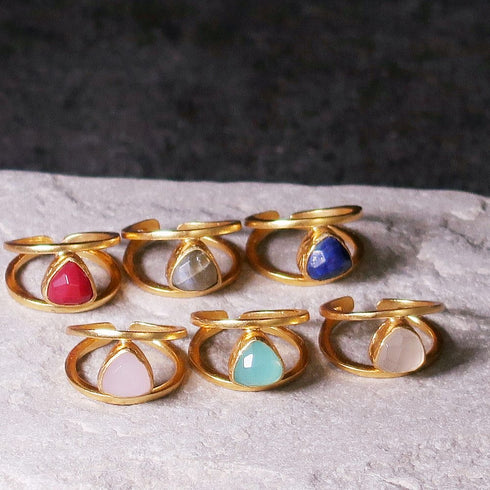 リング 指輪 天然石 トリリアント 三角 アンリファインド ANTICO ARN038