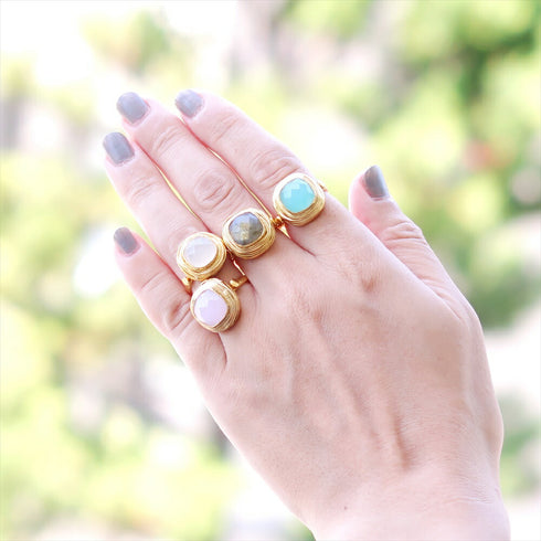 リング 指輪 天然石 スクエア アンリファインド ANTICO ARN051