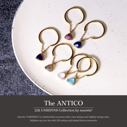 リング 指輪 天然石 トリリアント チェーン 三角 アンリファインド ANTICO ARN074