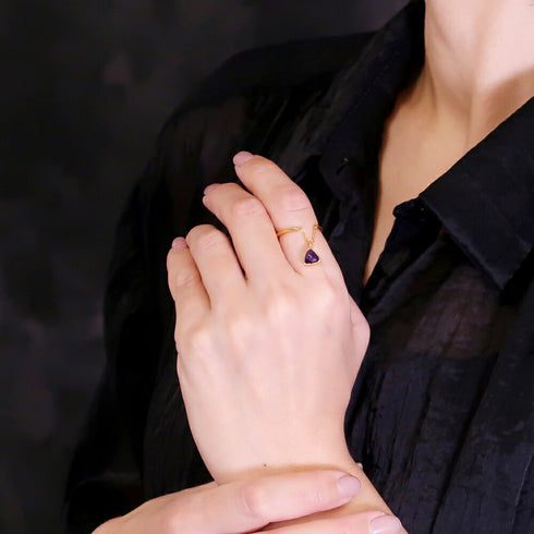 リング 指輪 天然石 トリリアント チェーン 三角 アンリファインド ANTICO ARN074