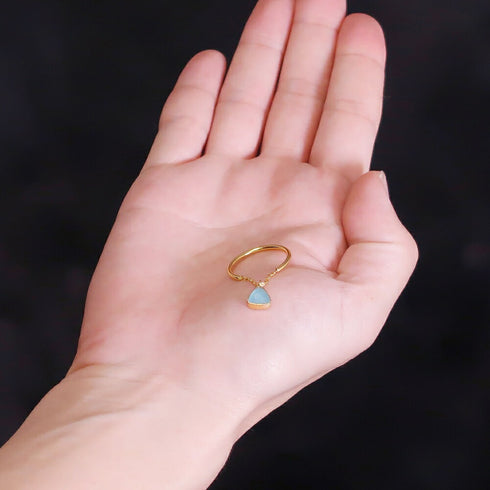 リング 指輪 天然石 トリリアント チェーン 三角 アンリファインド ANTICO ARN074