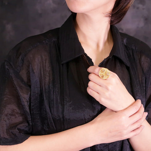 リング 指輪 天然石 ラウンド オーバル レース 透かし アンリファインド ANTICO ARN077